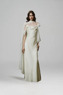 Mirena Couture Silk Satin Cape Maxi Dress for women, from LINH PHUNG, The Viet Concept