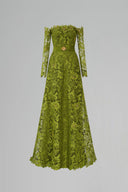 Luxury Guipure Lace Off-Shoulder A-Line Long Sleeve Evening Gown for women, from IHF ATELIER, The Viet Concept 