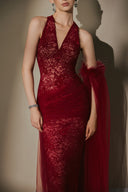 ARTI APPAREL • Elodie Lace & Tulle Feather-Embellished Gown