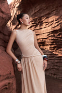 THÉSONG • Sablea Ivory Draped Long-Sleeve Column Gown