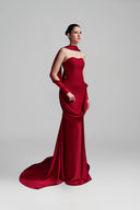 Red Strapless Rosabella Long Dress For Women, from DUONG ATELIER, The Viet Concept