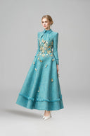 ROSEE de MATIN • Butterfly Embroidery Tweed Midi Dress