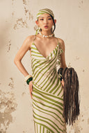 XITA • Azure Élan Xita Silk Stripe Maxi Dress