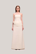 Cream Van Thach A-line Spaghetti Strap Chenille Maxi Dress for women, from TINH, The Viet Concept 