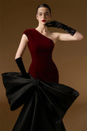 Celestine One-Shoulder Velvet Bow Mermaid Evening Gown for women, from IHF ATELIER, The Viet Concept 