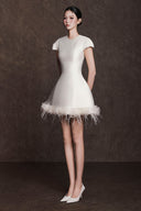 SANT SOUCI • Auréole Pearl-Embellished Flower-Draped Taffeta Mini Dress