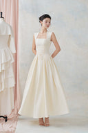 LARMES • Katherine Cream Draped Evening Gown