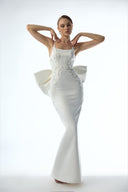 Monaco Embellished Satin Bow-Back Maxi Dress for women, from DANG PHONG DESIGNER, The Viet Concept