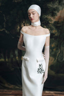 Emanuel Floral Beaded Off-Shoulder Silk Crepe Midi Dress for women, from HOBB, The Viet Concept 