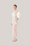 Elena Bodycon Cold Shoulder Sleeved Lace Ankle Length Dress for women, from The Viet Concept 
