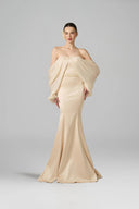 IHF ATELIER • Crystal Embellished Off-Shoulder Mermaid Gown Silk Taffeta Couture