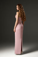 Rosé Lotus Crystal Silk Taffeta Column Dress for women, from IHF STUDIO, The Viet Concept
