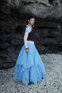Celestia Jellyfish Asymmetric Organza Maxi Skirt for women, from CAOSTU, The Viet Concept