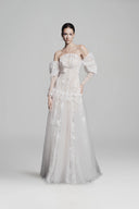 LINH PHUNG • Edrina Crystal Blossom Off-Shoulder A-Line Gown