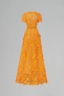 Orange Jardin Embellished Lace Midi Dress for women, from IHF STUDIO, The Viet Concept 