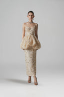ARTI APPAREL • Lorevia Embroidered Tulle & Taffeta Floor-Length Gown