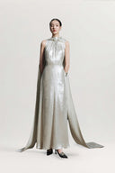 Demi Draped Halterneck Satin Scarf Maxi Gown for women, from HOBB, The Viet Concept 