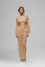 Mocha Miriam Set with Top & Maxi Skirt for women, from La Vierge, The Viet Concept 