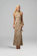 Tassel Embroidered Halter Mesh Maxi Dress for women, from KEIRA TONG, The Viet Concept 