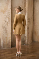 ROSEE de MATIN • Gold Tweed Butterfly Embroidery Mini Dress
