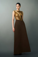 EEGEN STUDIO • Gold Sequin Bodice Floor Length Dress