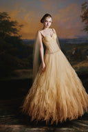 MADDY HATES ROSE • Lunelle Champagne Tulle Floor-Length Ball Gown
