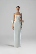 Monaco Embellished Satin Bow-Back Maxi Dress for women, from DANG PHONG DESIGNER, The Viet Concept
