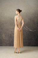ROSEE de MATIN • Floral Pleated Midi Lace Dress