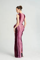 21SIX • Arabelle Silk Sculptural Pleated Ruffle Evening Gown