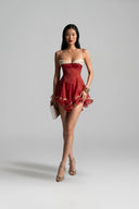 HUELLEY ROSE • Shtobe Embroidered Floral Sheer Mini Dress