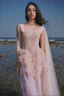 The Swan Feather-Embellished A-Line Mesh Couture Gown for women, from LINH PHUNG, The Viet Concept