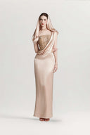 Cassia Rose Gold Sequin Draping Gown Dress for women, from CALISTA, The Viet Concept 
