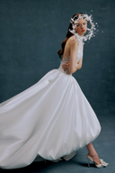 WHITE PLAN • Nina High-Neck Lace Taffeta Bridal Ballgown