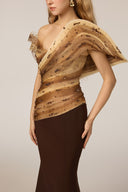 21SIX • Vespera Tulle & Royal Silk Asymmetric Embellished Gown