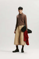 AIN • Beige Plate Culottes Pants