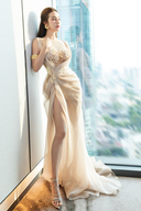 DO LONG • Insecta Ivory Floral Neckline Midi Dress