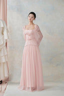LARMES • Shali Blush Draped Evening Gown
