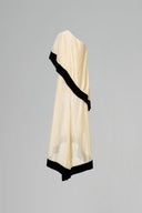 LE LAM AMARÉ • Aria Champagne Sheer Organza Asymmetrical Off-Shoulder Gown