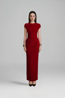 Umber Sheath Gathering Maxi Dress for woman, from ARTI, The Viet Concept