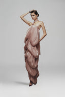Champagne Cascade Halter Gown Dress for women, from LA VIERGE, The Viet Concept