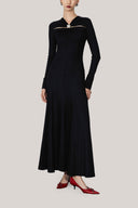 Black Esme A-line Draped Jersey Midi Dress for women, from HOBB, The Viet Concept 