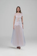 Angelica Ivory Lace Tulle Corset Maxi Dress for women, from JOSEPHINE, The Viet Concept 