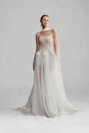 Elysian Lumière Beaded Chiffon Column Gown for women, from DUONG ATELIER, The Viet Concept