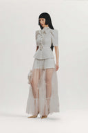 Ada Sheer Tulle Layered Tweed Maxi Skirt for women, from WHITE PLAN, The Viet Concept 