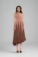  Brown Belle One-shoulder Midi Dress for women, from Huelley Rose, The Viet Concept 
