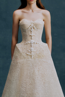 WHITE PLAN • Lora Strapless Lace Corset Midi Dress