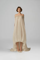 Douceur Ivory Voile Lace-Up Evening Gown for women, from POEM, The Viet Concept