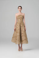HAYTAN • Mirage Desire Gilded Mocha Strapless Embellished Midi Dress
