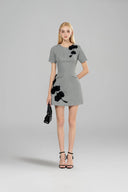 DO LONG • Gray A-Line Floral Embrace Midi Dress