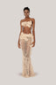Cosmos Trumpet Flower Applique Wool Floor Length Set for women, from DAS LA VIE, The Viet Concept 